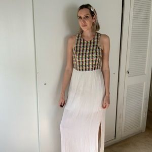 Vintage multi color high neck dress